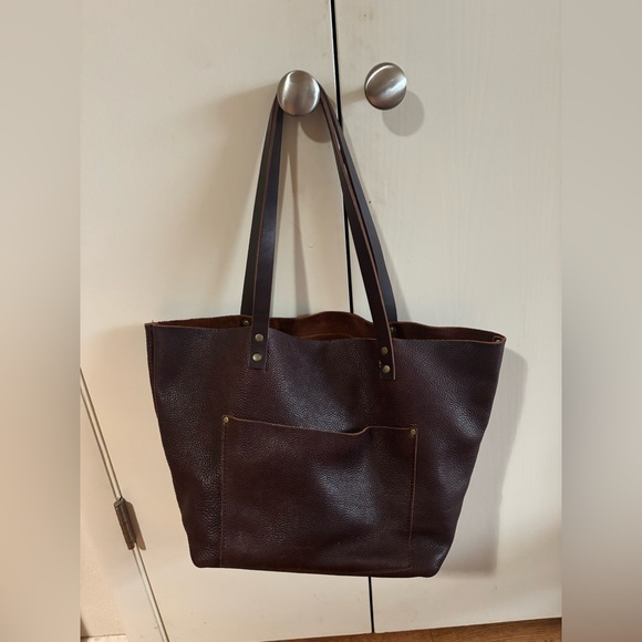 Portland Leather Handbags - Dark Brown "Coldbrew" Pebbled Portland Leather Large Tote Bag
